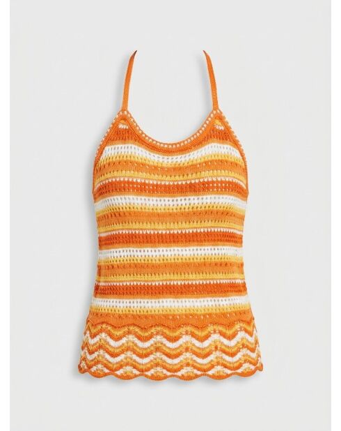 Orangefarbenes Tanktop mit Lochmuster Eggie