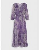 Lilafarbenes langes Patchworkkleid Mylo