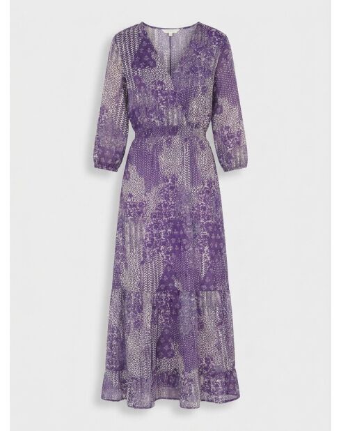 Lilafarbenes langes Patchworkkleid Mylo