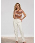T-Shirt en Lin & Coton Fanny à rayures terre
