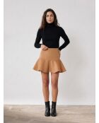 Jupe en Laine mélangée Gabardine camel