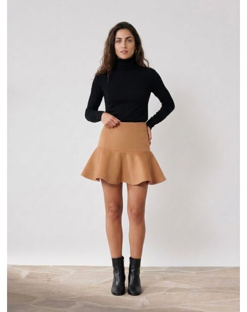 Rok van wolmix van camel-gabardine