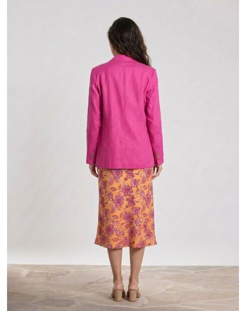 Vivano fushia Jacke aus Leinen und Baumwolle