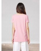 T-Shirt motif en sequins rose