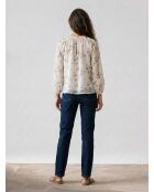 Bluse Dhalia mit ecrufarbenen Blumen
