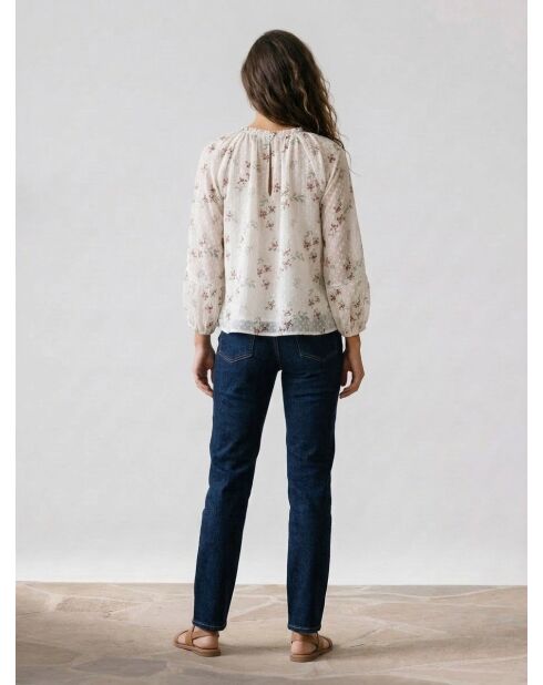 Bluse Dhalia mit ecrufarbenen Blumen