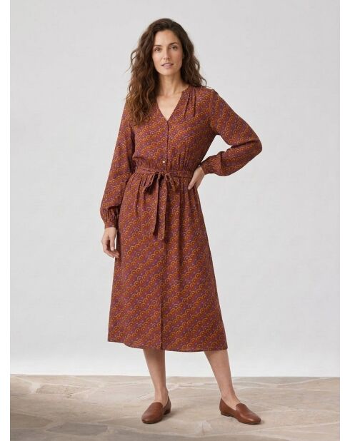 Braunes bedrucktes Kleid Yazzi