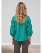 Blouse Célestine à borderies menthe