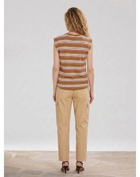 Camiseta Fanny Camel de lino y algodón