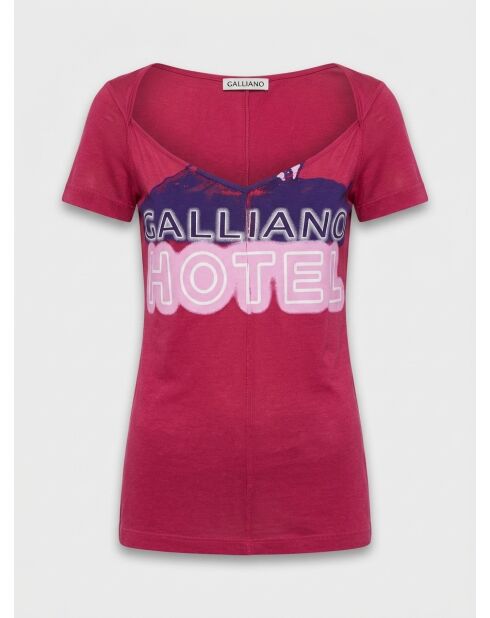 Slank T-shirt met paarse opdruk