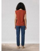T-shirt con spalline in cotone biologico arancione mattone