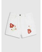 Weiße bestickte Shorts von Amerinjean