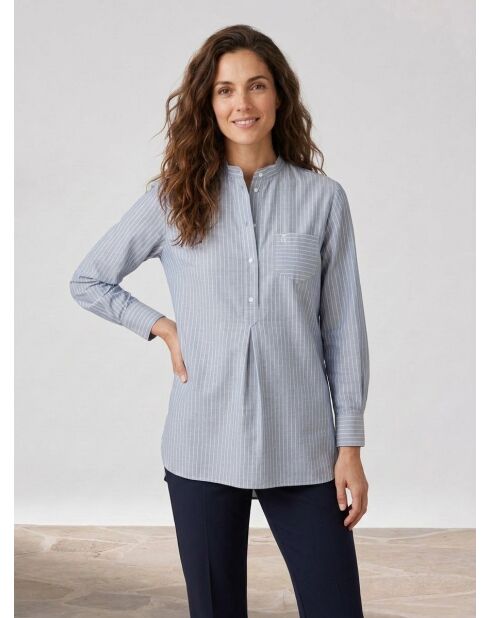 Middengrijs gestreept lang shirt