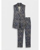 Blaue/cremefarbene bedruckte Lou Jacke