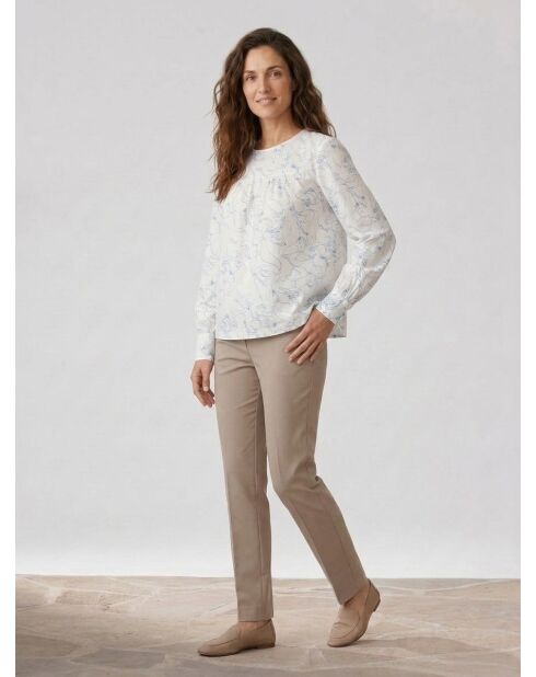 Blouse print sirène blanc/bleu
