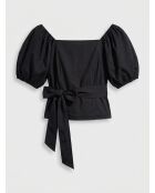 Schwarze Baumwollbluse Vera Caviar