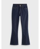 Donkerblauwe jeans met croplaars en hoge taille