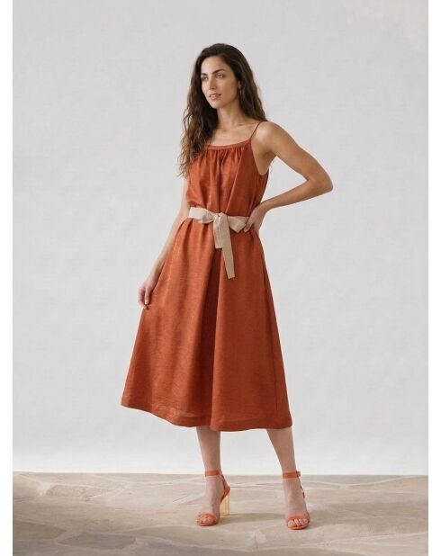 Vestido brillante en mezcla de lino Nahla terra