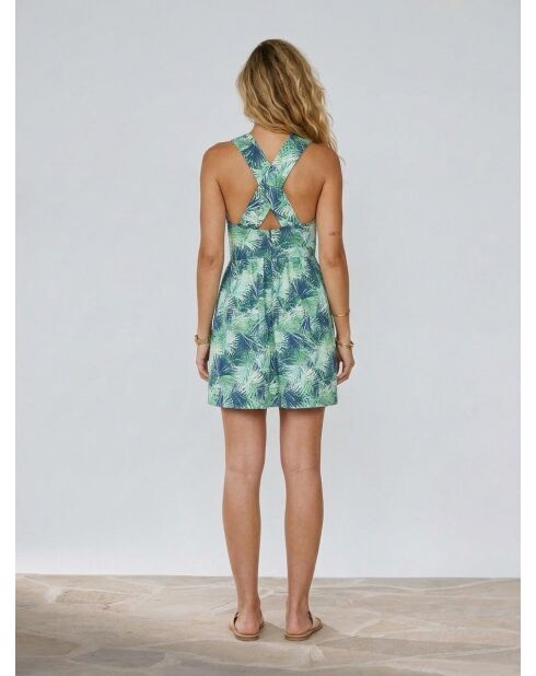 Bedrucktes Kleid Ebene in Marineblau/Grün