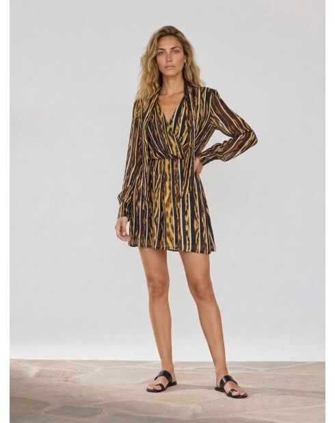 Vestido Kingdom estampado negro/amarillo