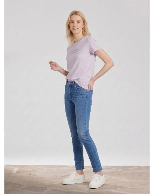T-shirt tono su tono in cotone viola