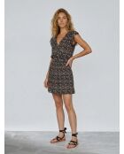 Grau/orangefarbenes Java-Kleid mit Wellenmuster