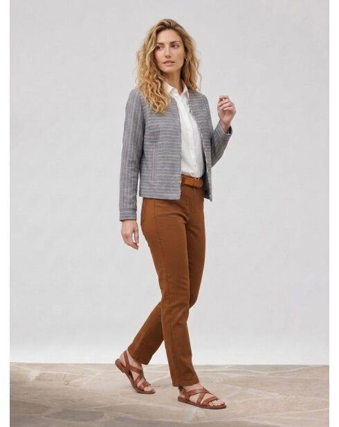 Danila marineblaue gestreifte Jacke aus Wollmischung