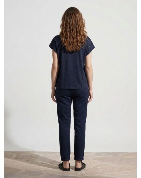 Rastrapi marineblauw T-shirt van 100% linnen