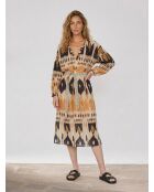 Loise schwarz/mehrfarbiges Midikleid