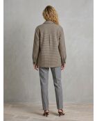 Beige/schwarze Velim-Überhemdjacke aus Baumwolle und Leinen