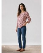 Fluidbluse mit Aufdruck in Rot/Ecru