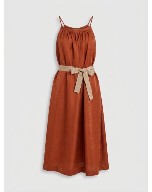 Vestido brillante en mezcla de lino Nahla terra