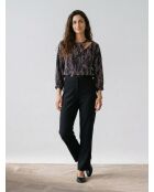 Blusa fluida con motivo multicolore e cut-out