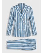 Blaue Vanillejacke aus Baumwolle und Leinen