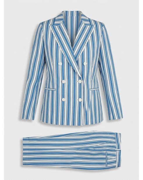 Blaue Vanillejacke aus Baumwolle und Leinen