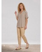 Blouse Brésil à rayures kaki/beige