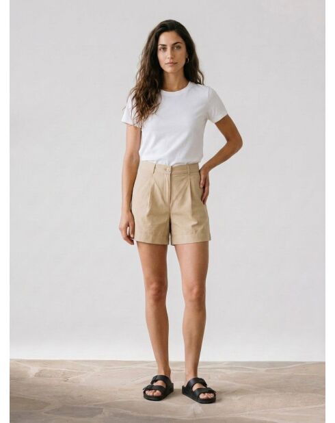 Beigefarbene Shorts Cassie aus einer Leinenmischung
