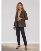 Blazerjacke Valeria aus gestreiftem Leinengemisch in Khaki