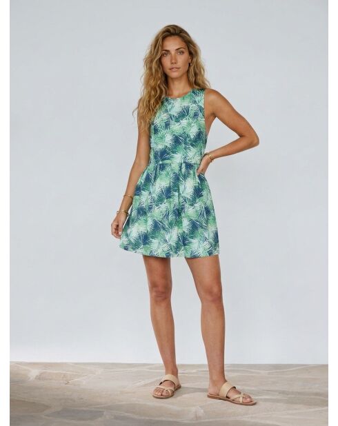 Bedrucktes Kleid Ebene in Marineblau/Grün