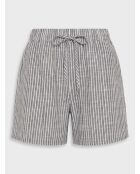 Graue gestreifte Leinenshorts