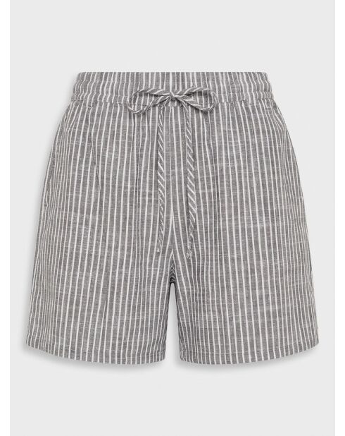 Pantalones cortos grises de lino a rayas