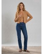 Blaue High Slim Straight Jeans der 70er Jahre