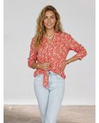 Chemise droite Pegy à fleurs rouge