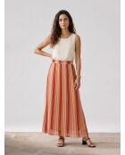Roter gestreifter Voile-Rock Lionel aus 100% Seide