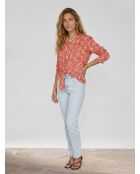 Chemise droite Pegy à fleurs rouge