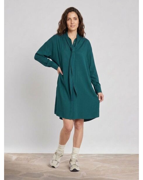 Mittelgrünes Krawattenkleid Brama
