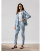 Blaue Vanillejacke aus Baumwolle und Leinen