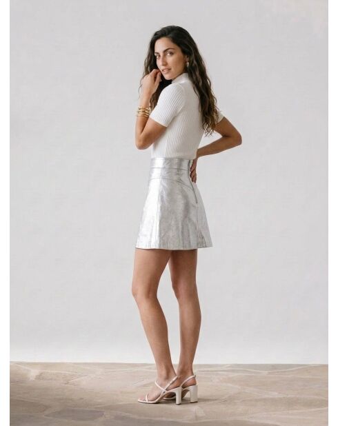 Jupe en Cuir de Chèvre argentée