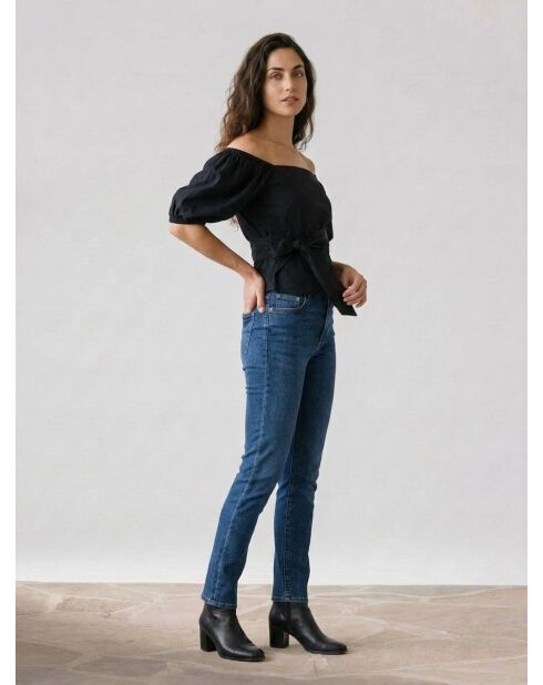 Schwarze Baumwollbluse Vera Caviar