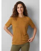 T-Shirt Col rond inscription poitrine moutarde